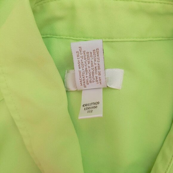 ❤️280 Chico's Button Down Tie- Front Neon Green Top - Picture 6 of 6